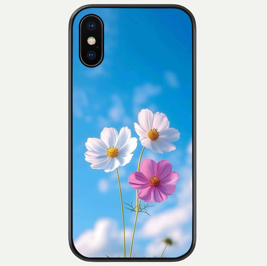 Triple Flowers With Sky Glass Case For iPhone X by Custom World