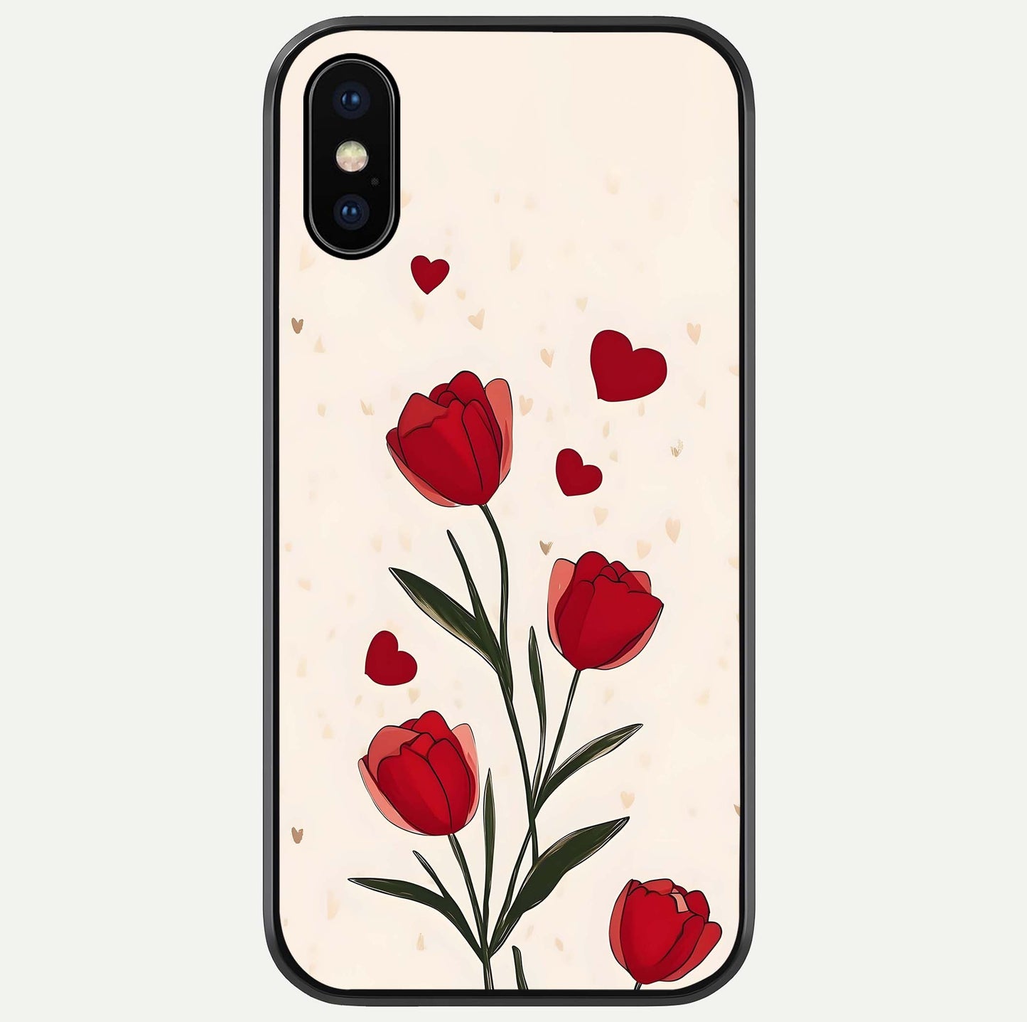 Tulip With Heart Glass Case For iPhone X by Custom World
