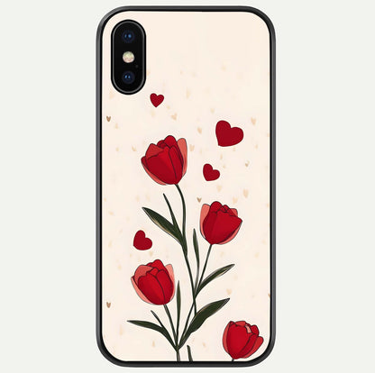 Tulip With Heart Glass Case For iPhone X by Custom World