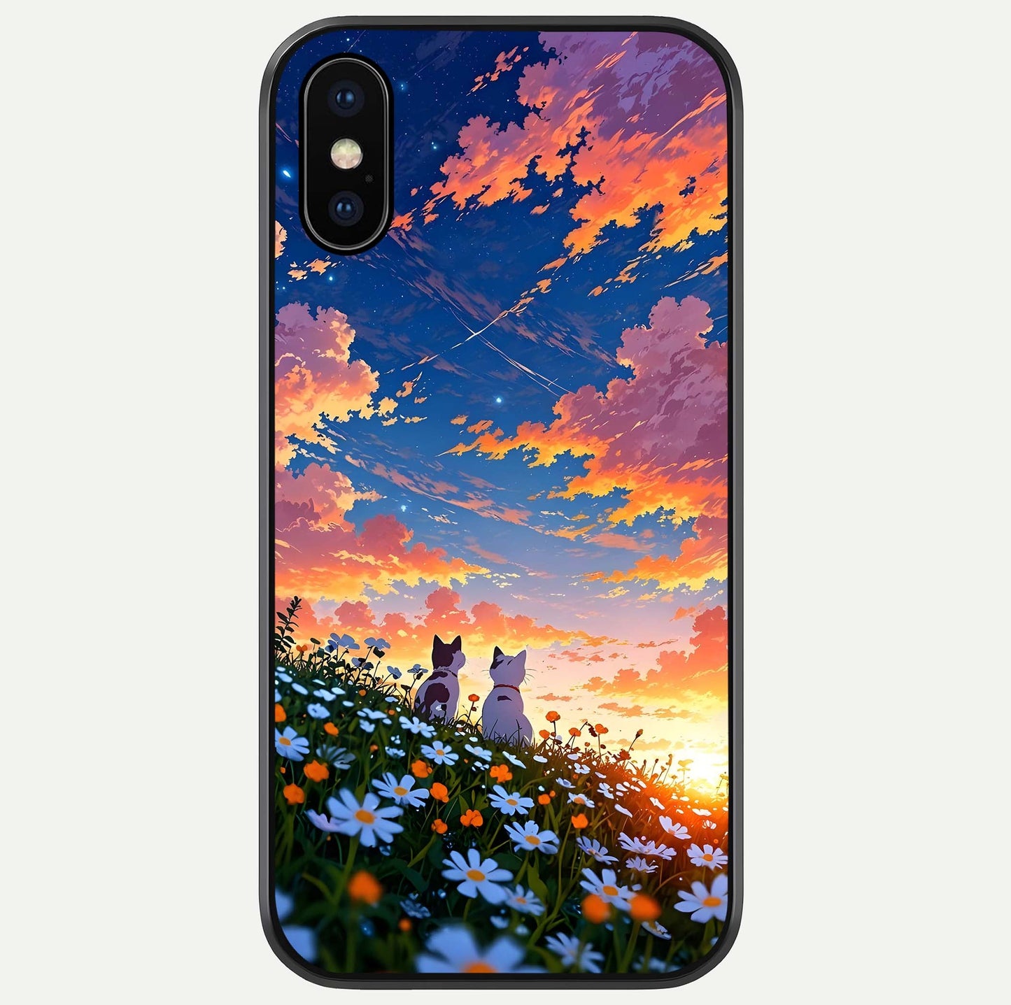 Two Cats Friends Glass Case For iPhone X by Custom World