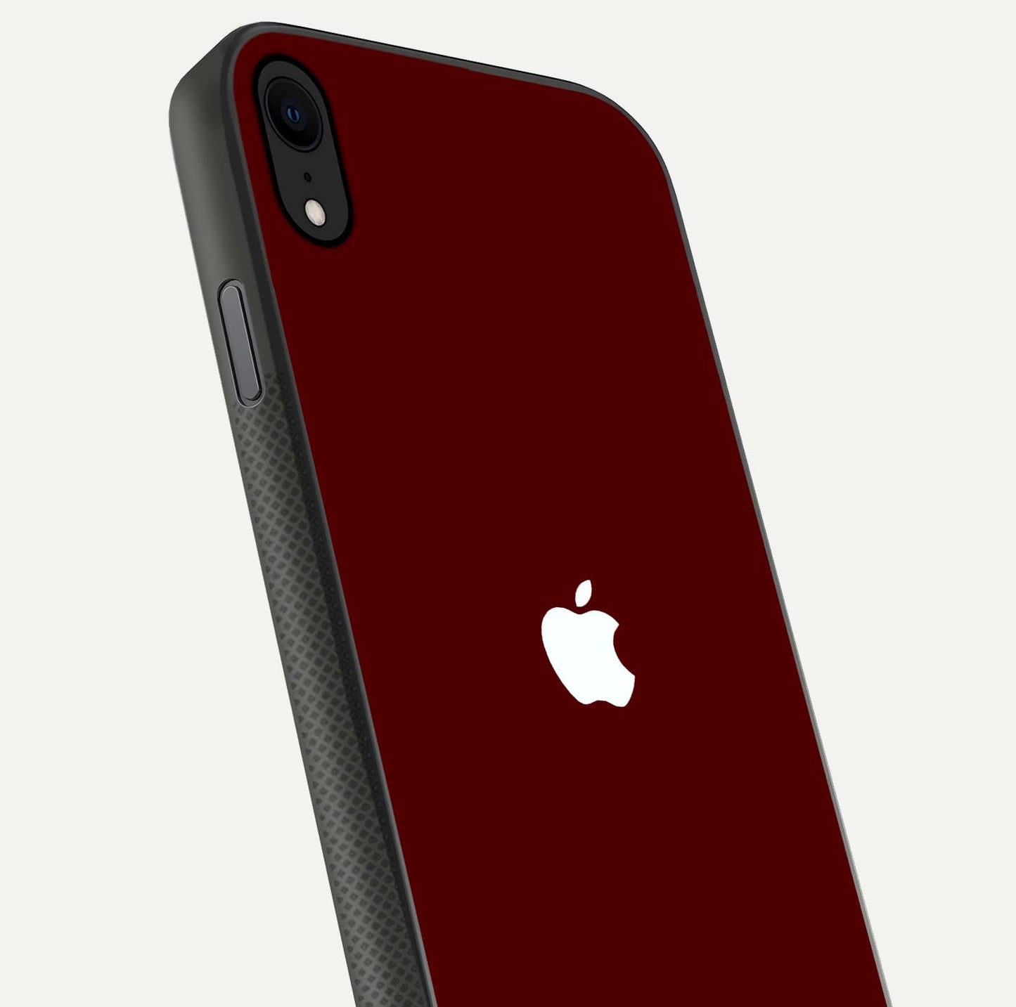 Apple Crimson Core Glass Case for iPhone 16 Pro close-up angle showing deep crimson tone and HD glass reflection