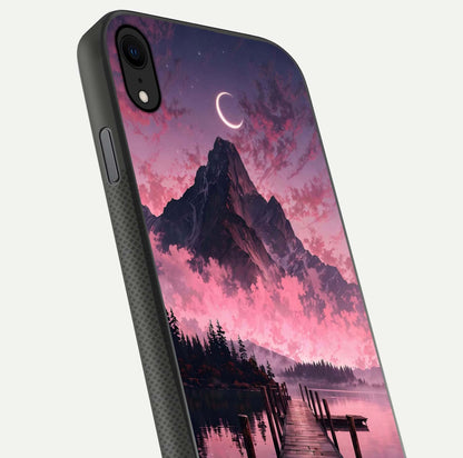 Beautyful Mountain View Glass Case for iPhone X close-up angle highlighting landscape details and shine
