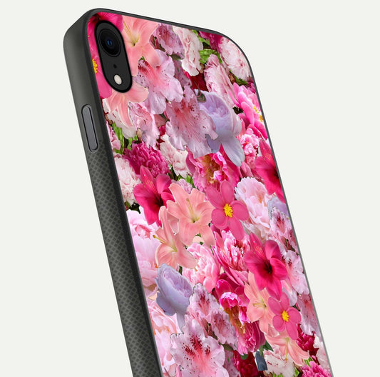 Bloom Crush Fantasy Glass Case for iPhone X close-up image showing color gradient and petal detailing