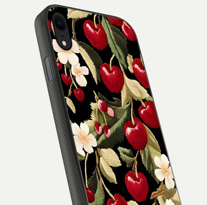 Bloom Thread Art Glass Case for iPhone X close-up view highlighting fine line details and glossy shine