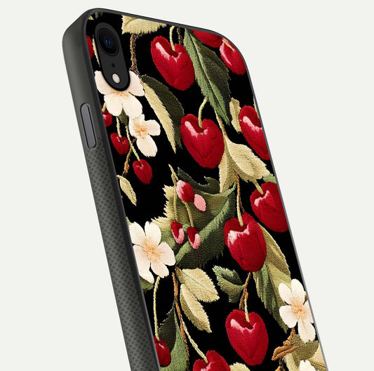 Bloom Thread Art Glass Case for iPhone X close-up view highlighting fine line details and glossy shine