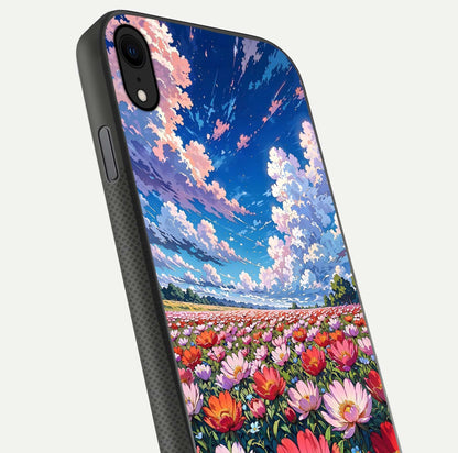 Blossom Sky Field Glass Case for iPhone X close-up image showing petal patterns and subtle sky gradient