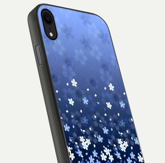 Blue Starry Glass Case for iPhone X close-up image highlighting sparkle details and midnight blue gradient