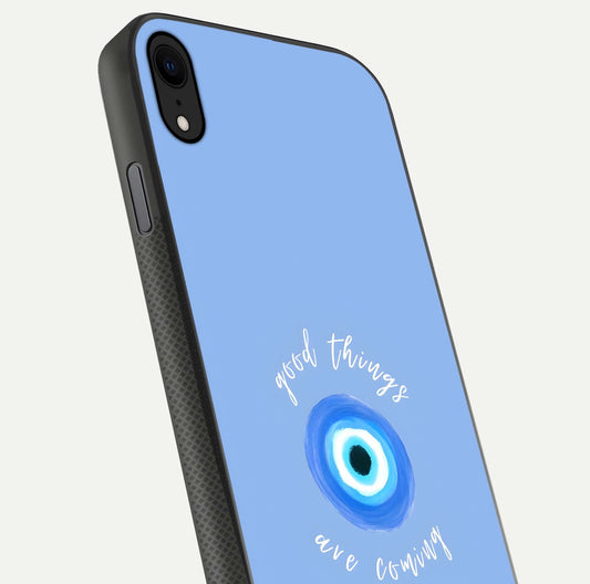 Bright Future Ahead Glass Case for iPhone X close-up image highlighting bold quote text and HD reflection