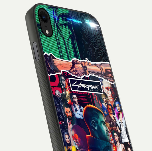 CYBERPUNK Legacy Glass Case for iPhone X close-up highlighting circuit texture and reflection tone