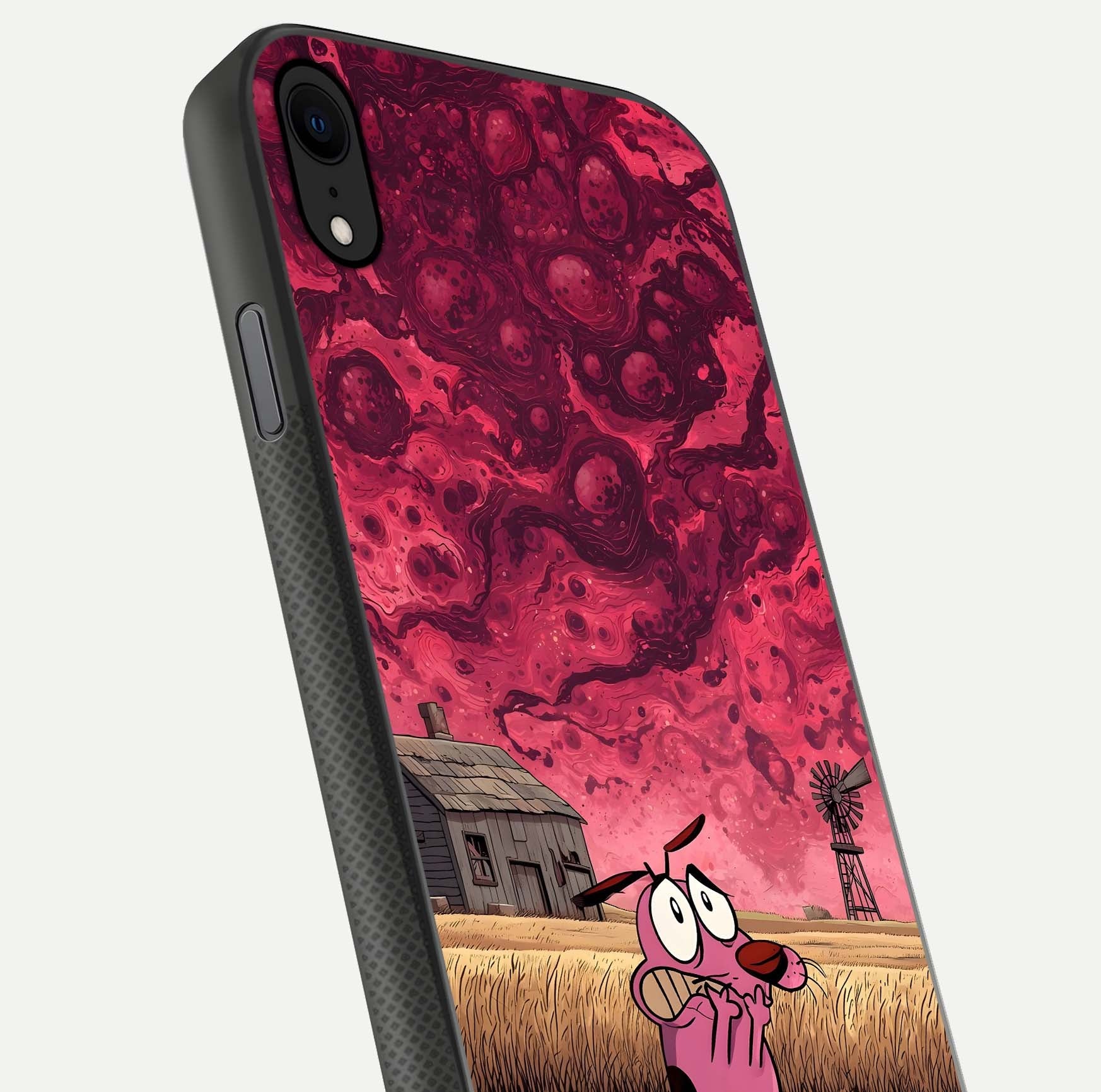 Courage Under Sky Glass Case for iPhone X close-up highlighting typography and HD reflection