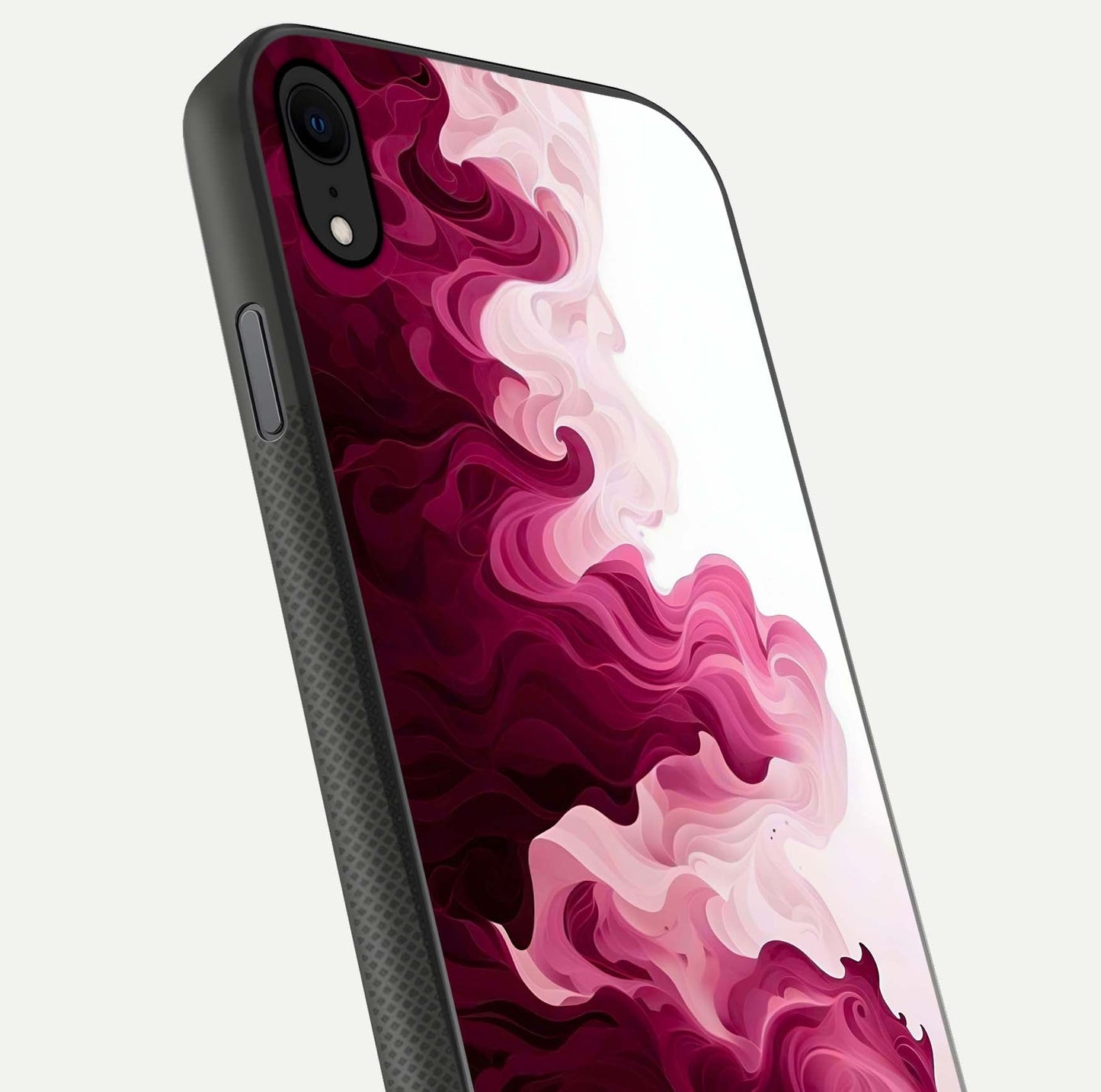 Crimson Wave Flow Glass Case for iPhone X close-up highlighting flow texture and reflection tone