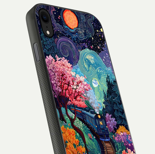 Digital Art Glass Case for iPhone X close-up highlighting brush-stroke details and reflection polish
