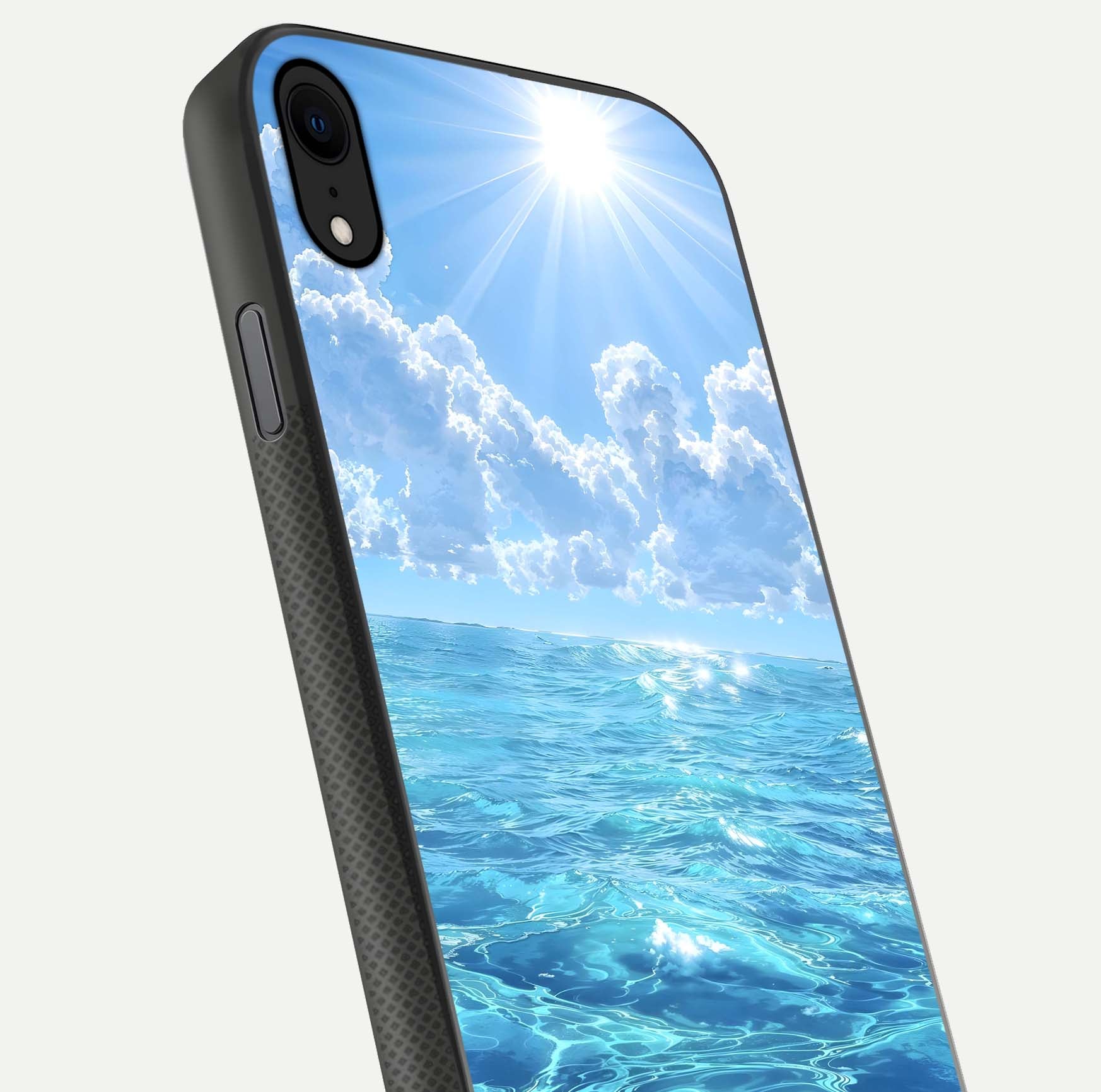 Endless Ocean Horizon Glass Case for iPhone X close-up highlighting water texture and reflection shine