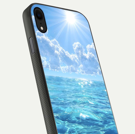 Endless Ocean Horizon Glass Case for iPhone X close-up highlighting water texture and reflection shine