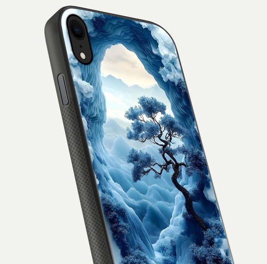 Frozen Serenity Gate Glass Case for iPhone X close-up highlighting frosted texture and reflection tone