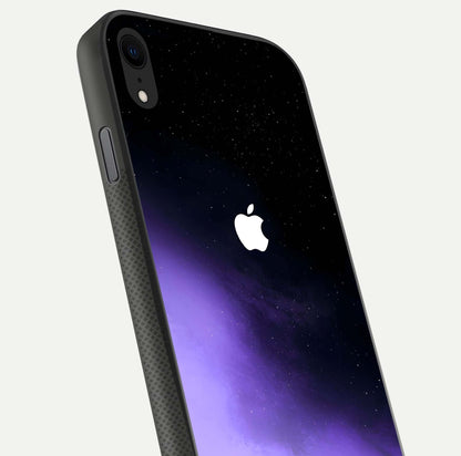 Galaxy Apple Aura Glass Case for iPhone X close-up angled shot showing aura lighting and reflection polish