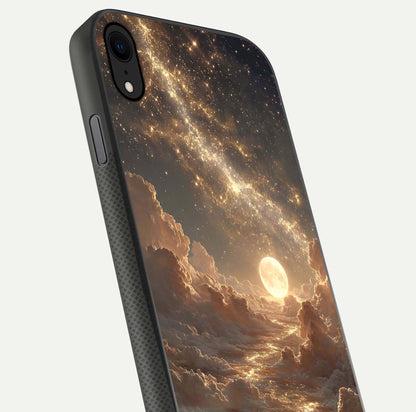 Golden Sky Dream Glass Case for iPhone X close-up angled shot showing gradient tones and reflection polish