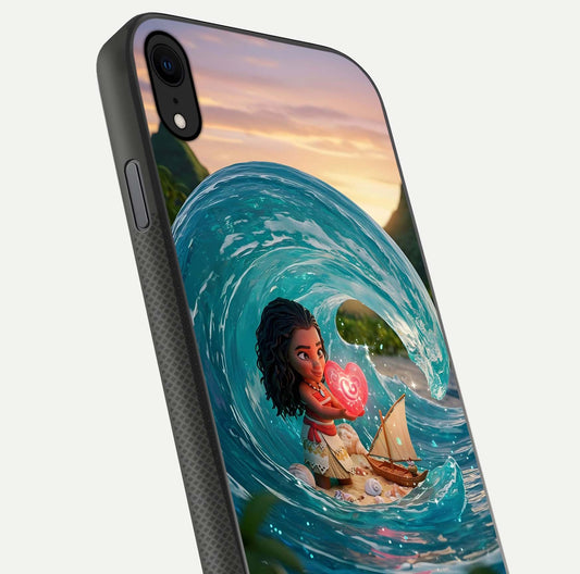 Heart of Ocean Glass Case for iPhone X close-up angled shot showing blue tones and reflection shine