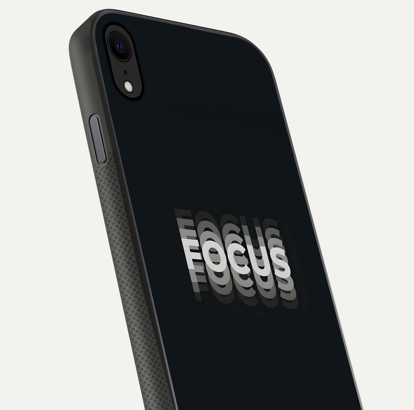 Mono Focus Vision Glass Case for iPhone X close-up angled shot highlighting minimal contrast and reflection