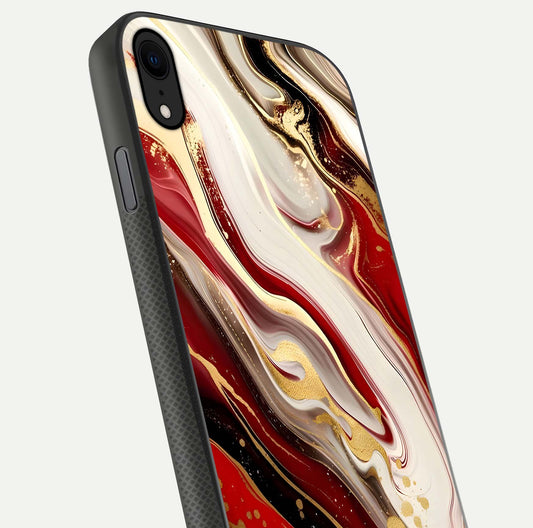 Red & White Marble Glass Case For iPhone X