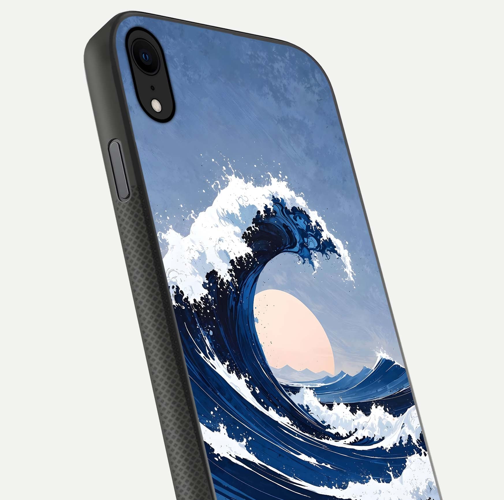 Rising Tide Power Glass Case for iPhone X close-up angled shot highlighting water motion and reflection