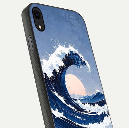 Rising Tide Power Glass Case for iPhone X close-up angled shot highlighting water motion and reflection