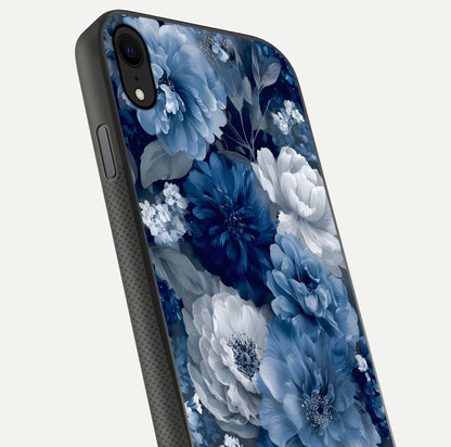 Royal Bloom Garden Glass Case for iPhone X close-up angled shot highlighting royal bloom texture and reflection