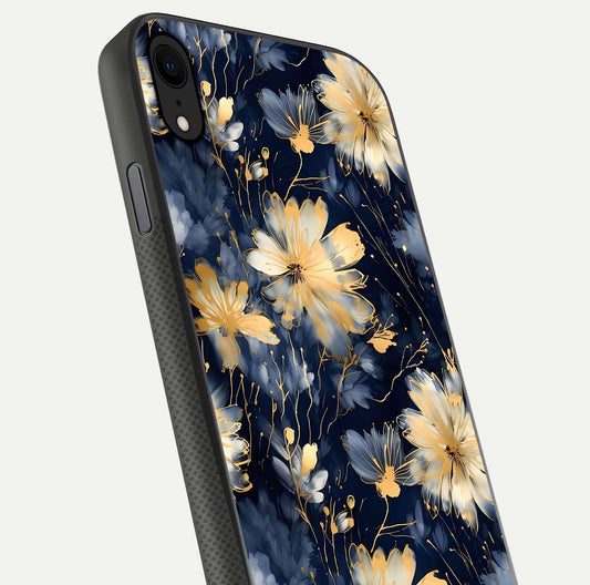 Royal Petal Dream Glass Case for iPhone X close-up angled shot highlighting petal texture and reflection depth