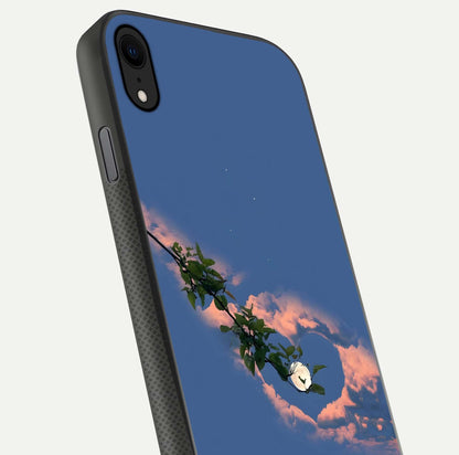 Sky Under Tree Glass Case for iPhone X close-up angled shot highlighting detail, color, and reflection