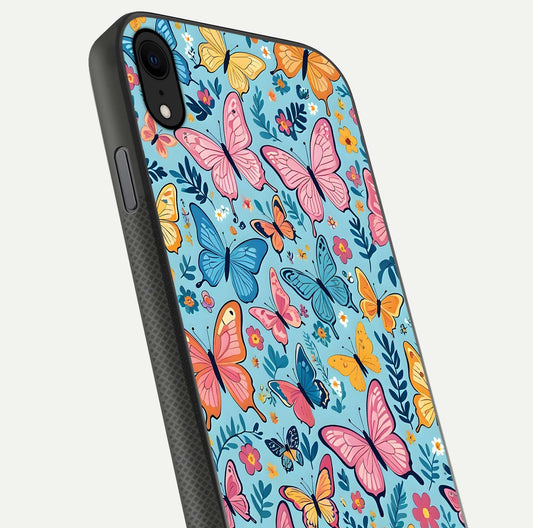 Spring Wing Garden Glass Case for iPhone X close-up angled shot highlighting petal details and reflection