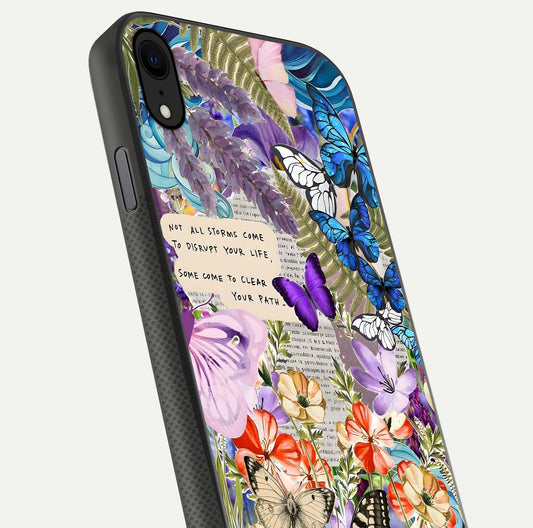 Storm Path Bloom Glass Case for iPhone X close-up angled shot highlighting bloom texture and reflection