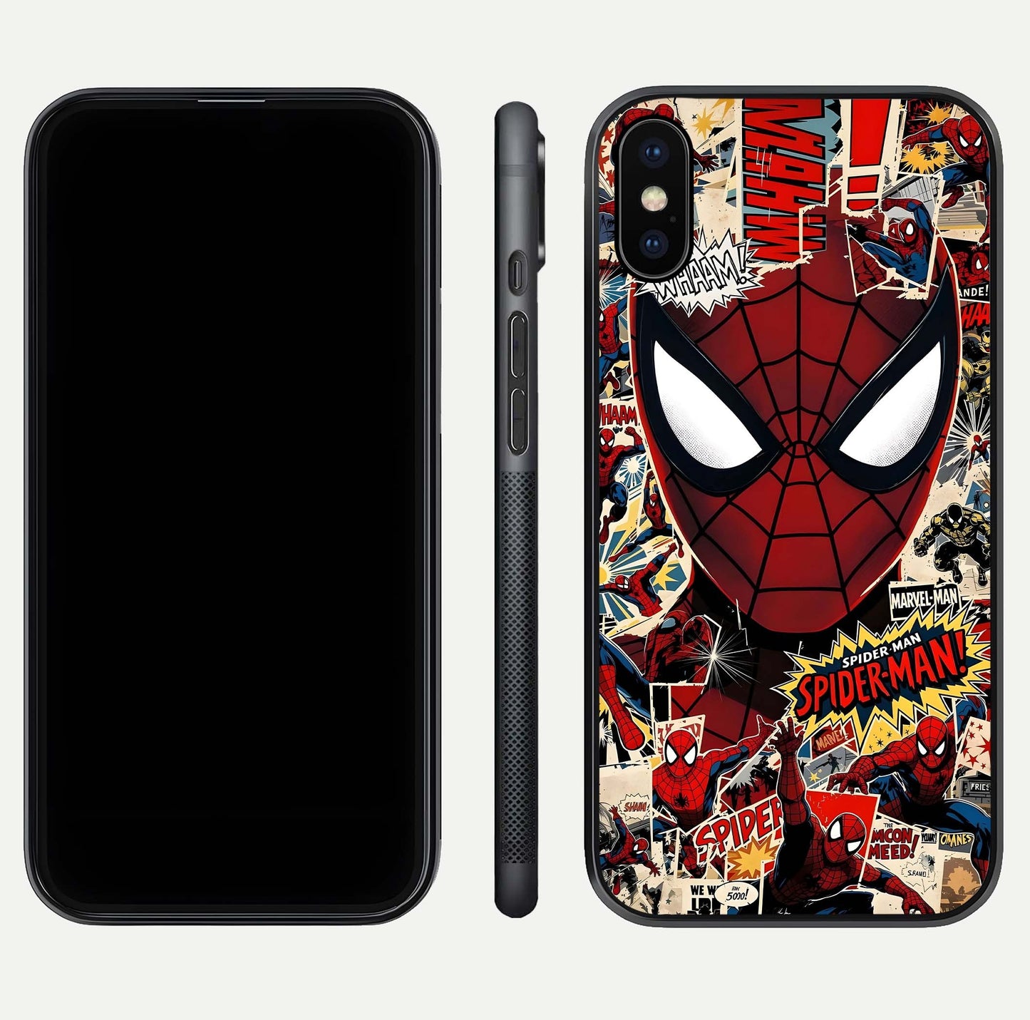 Aesthetic Wonder Spider Glass Case for iPhone 16 Pro dual-view layout showing premium glass shine and strong edge design