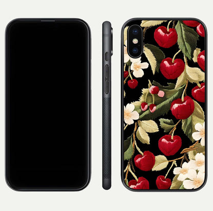 Bloom Thread Art Glass Case for iPhone X front-and-back layout showing smooth edges and high-clarity print