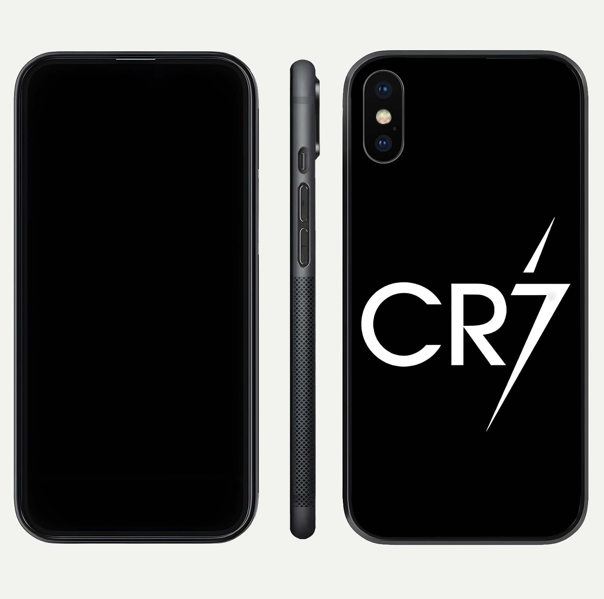 CR7 Elite Strike Glass Case for iPhone X dual-view layout showing sport tones and edge clarity
