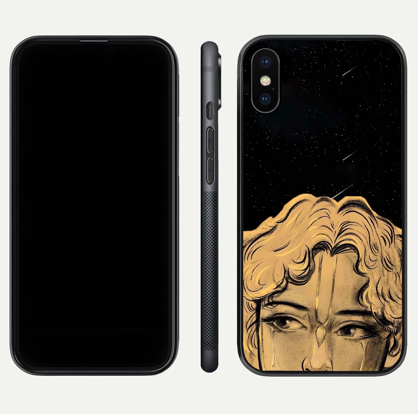 Celestial God’s Plan Glass Case for iPhone X front & back layout showing smooth finish and spiritual art