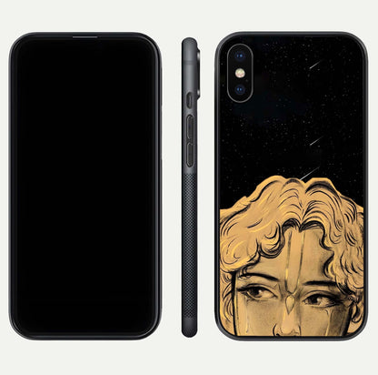 Celestial God’s Plan Glass Case for iPhone X front & back layout showing smooth finish and spiritual art