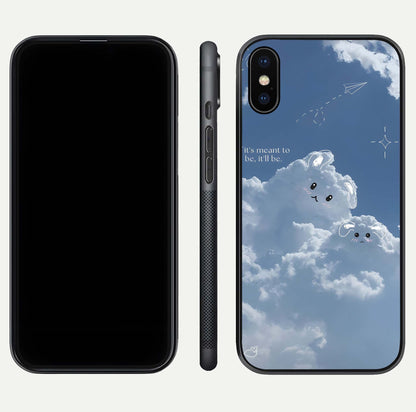 Cloud Bunny Dreams Glass Case for iPhone X dual-view layout displaying aesthetic tones and smooth polish