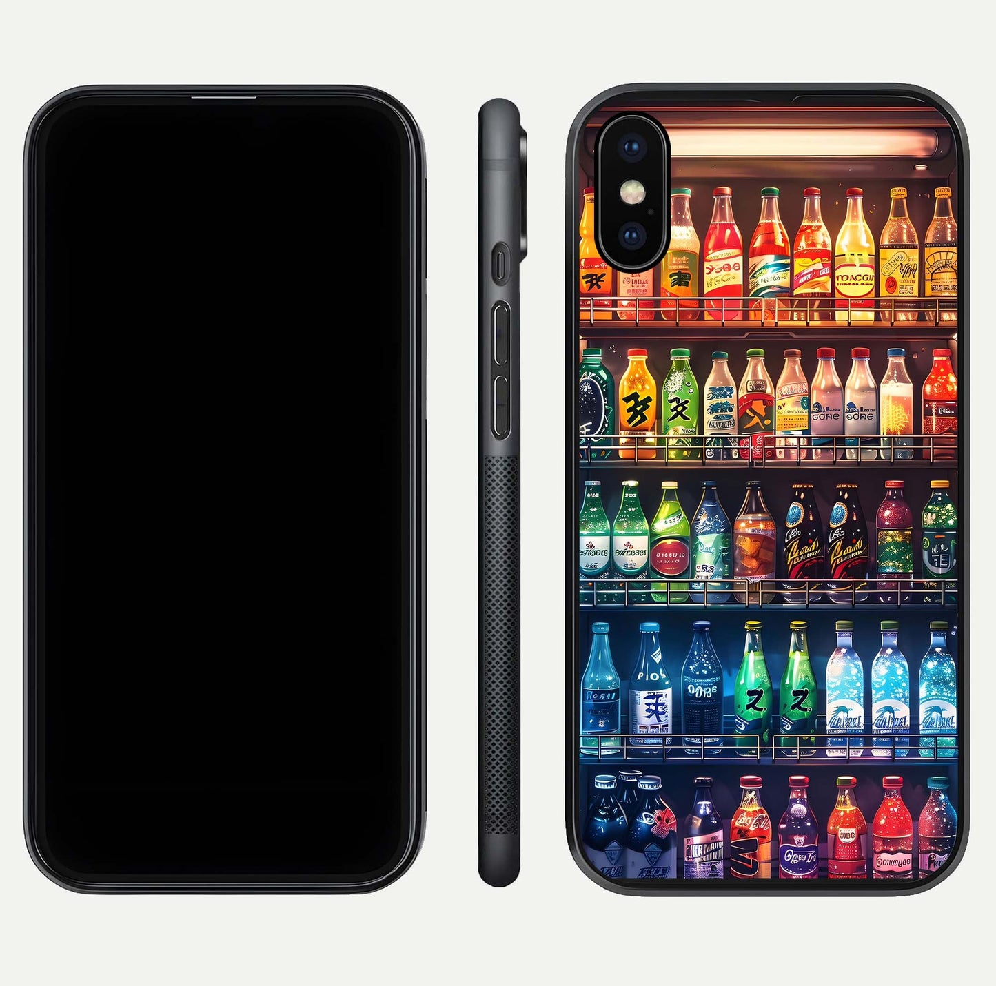 Colorful Soda Bottles Glass Case for iPhone X dual-view layout displaying playful tones and gloss clarity
