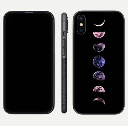 Crimson All Planets Glass Case for iPhone X dual-view layout displaying crimson tones and curved edges