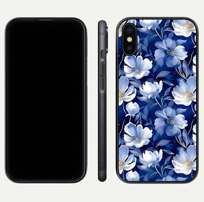 Cute Floral Patterns Glass Case for iPhone X dual-view layout displaying HD floral print and curved edges
