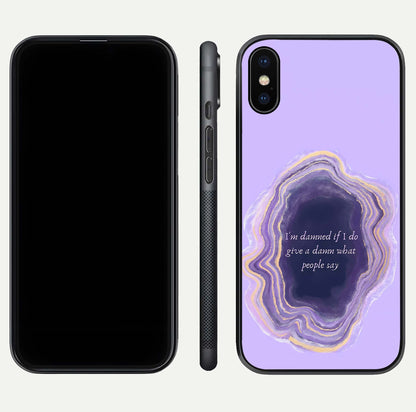 Damned People Quote Glass Case for iPhone X dual-view layout displaying modern print and glass clarity