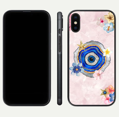 Divine Aura Bloom Glass Case for iPhone X dual-view layout displaying divine color tones and smooth edges