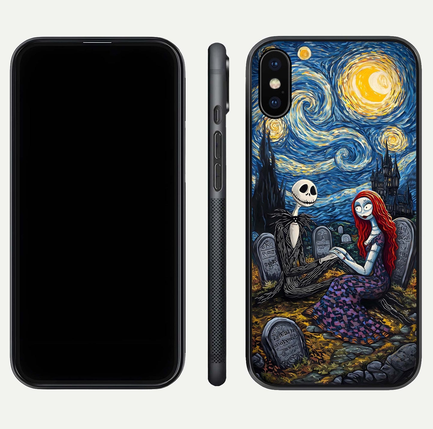 Eternal Night Love Glass Case for iPhone X dual-view layout displaying HD art and curved polish