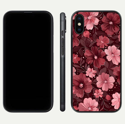 Flower Blush Bloom Glass Case for iPhone X dual-view layout displaying HD print and smooth curves