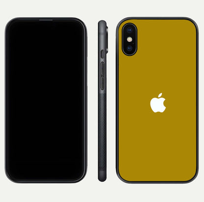 Golden Luxe Aura Glass Case for iPhone X front and back view layout highlighting premium tone and curved glass