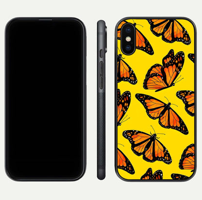 Golden Wing Flight Glass Case for iPhone X front and back view layout highlighting graceful lines and curved glass