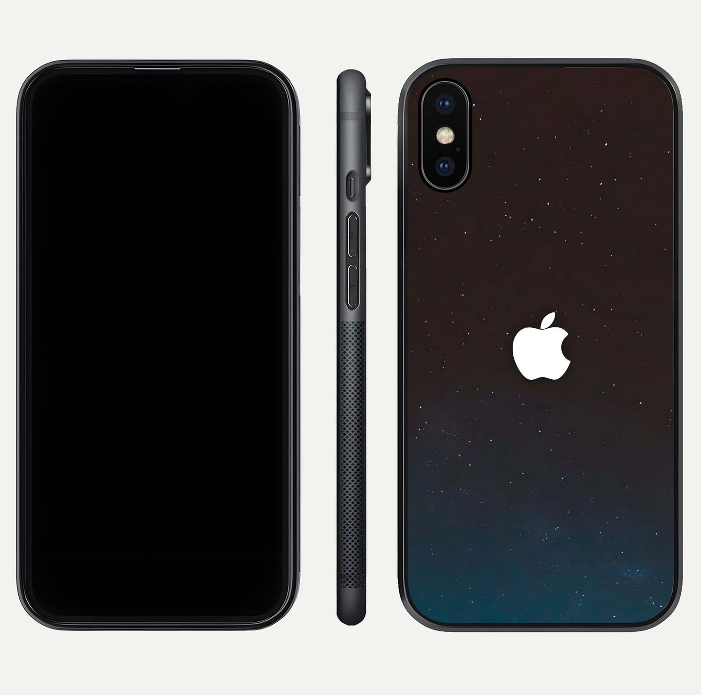 Green Emerald Apple Logo Glass Case for iPhone X front and back view layout highlighting vibrant tones and curved glass