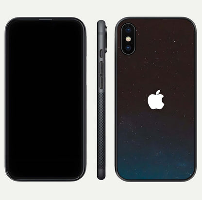 Green Emerald Apple Logo Glass Case for iPhone X front and back view layout highlighting vibrant tones and curved glass