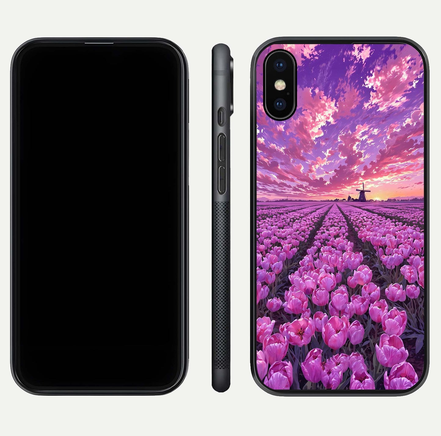 Lavender Dream Skies Glass Case for iPhone X front and back view layout highlighting dreamy sky gradient