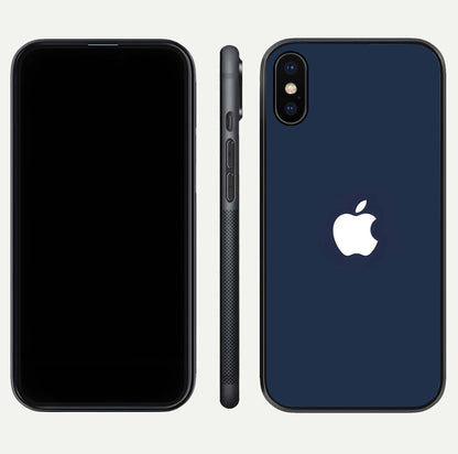 Minimal Apple Night Glass Case for iPhone X front & back layout highlighting simplicity and edge curve